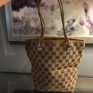 Small Gucci GG Canvas Tote Bucket Bag